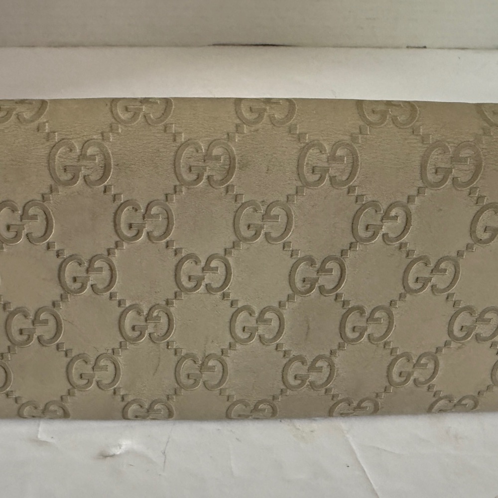 GUCCI Chain Long Wallet  Leather‎ Women Authentic Beige Monogram - Picture 2 of 16